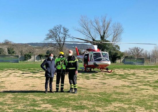 Boati dal sottosuolo a Orte - Il sindaco Giuliani coi vigili del fuoco