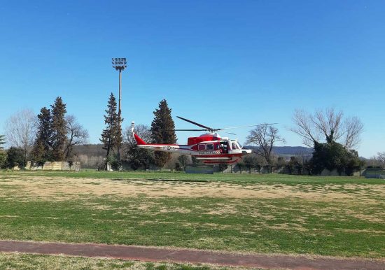 Boati dal sottosuolo a Orte - L'elicottero dei vigili del fuoco