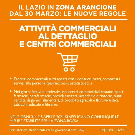 Lazio in zona arancione