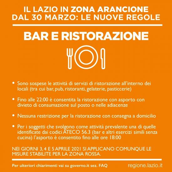 Lazio in zona arancione