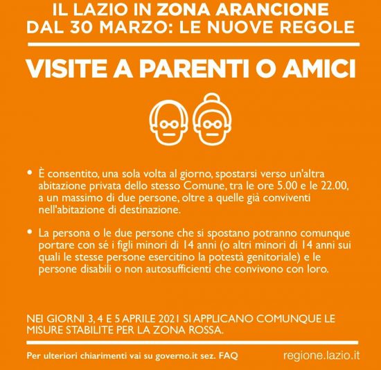 Lazio in zona arancione