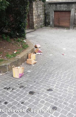 Viterbo - Rifiuti a terra a Porta di Valle