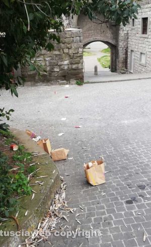 Viterbo - Rifiuti a terra a Porta di Valle