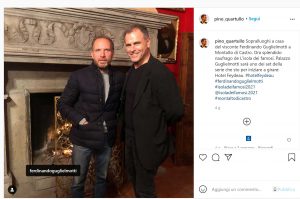 Il post Instagram di Pino Quartullo che annuncia la partecipazione all'Isola dei Famosi del visconte Ferdinando Guglielmotti 