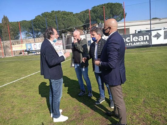 Sport - Calcio - Roberto Rambaudi e i dirigenti della Flaminia