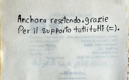 Il biglietto scritto da Patrick Zaki