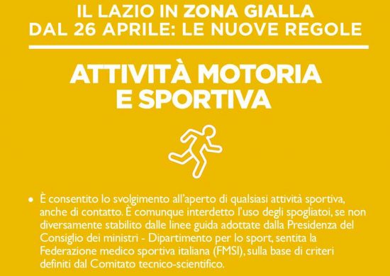 Coronavirus - Lazio in zona gialla
