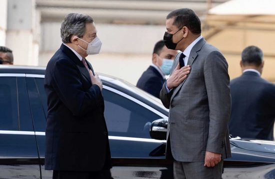 Mario Draghi e Abdel Hamid Mohamed Dabaiba