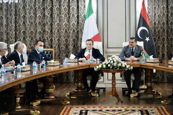 Mario Draghi, Abdel Hamid Mohamed Dabaiba e Luigi di Maio