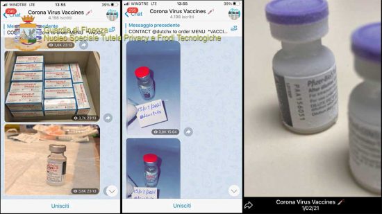 Guardia di finanza - Vaccini anti Covid venduti illegalmente su Telegram