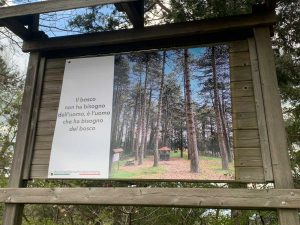 Viterbo - Il banner al boschetto sulla Cimina posizionato da FdI