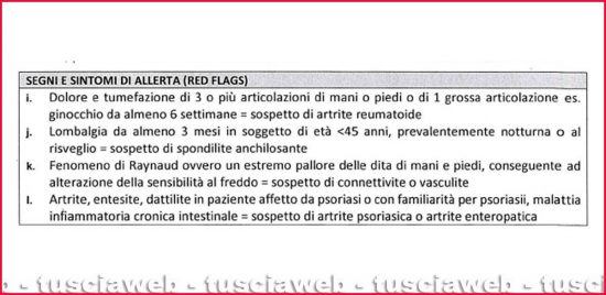 Reumatismi - Segni e sintomi di allerta