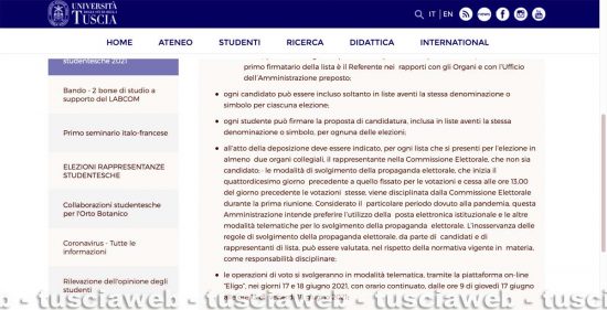 Viterbo - Unitus - Il vademecum elettorale dell'università