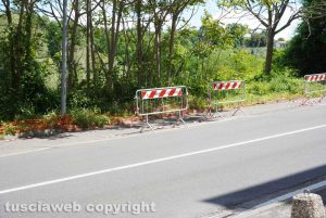Viterbo - Il marciapiedi transennato a via Belluno