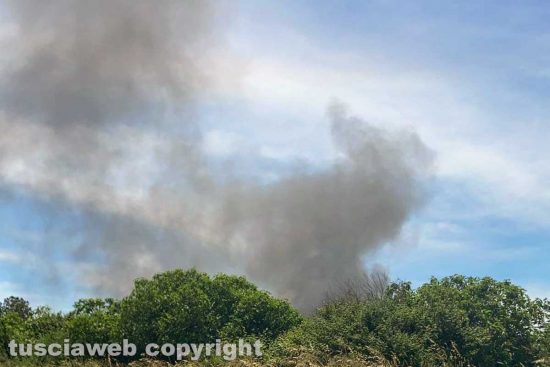 Monterosi - Incendio a ridosso della Cassia