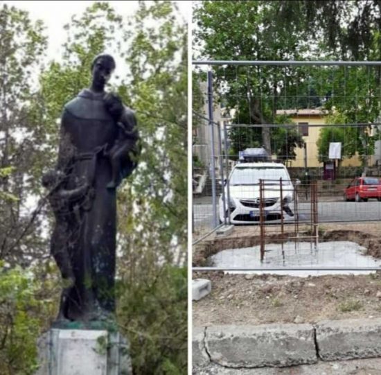 Orte - La statua di sant'Antonio e la nuova postazione alla stazione