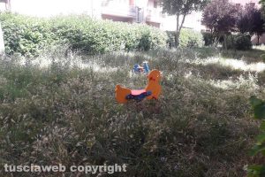 Viterbo - Incuria nel giardino pubblico del quartiere Pilastro