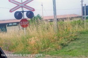 Il passaggio a livello su strada Montecchio nell'incuria