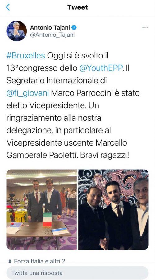 Il tweet di Antonio Tajani 
