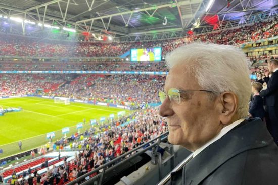 Londra - Sergio Mattarella allo stadio di Wembley