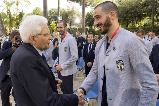 Sergio Mattarella e Leonardo Bonucci al Quirinale