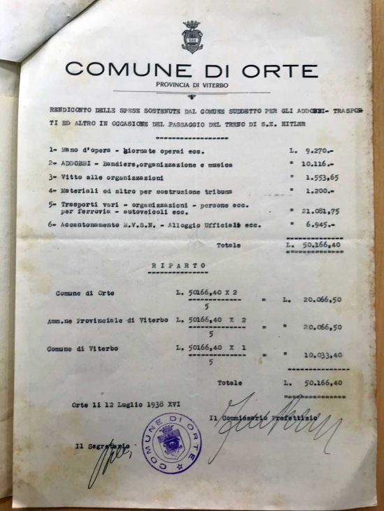 Adolf Hitler a Orte - I documenti del comune