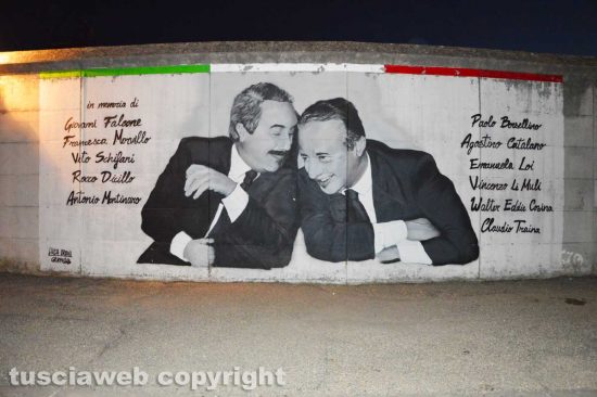 Viterbo - Il murales dedicato ai giudici Falcone e Borsellino