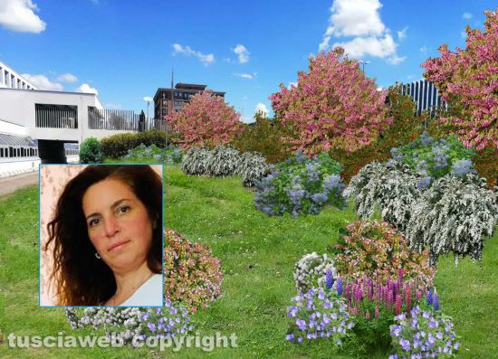 Tribunale - Il giardino della solidarietà (nel riquadro l'architetto Barbara Latilla)