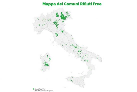La mappa dei comuni "Rifiuti free"