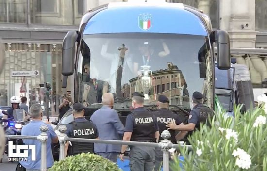 L'arrivo della nazionale a palazzo Chigi