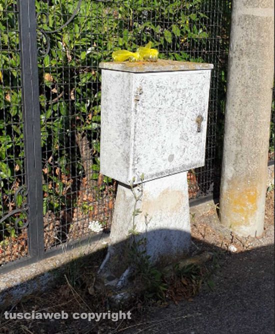 Viterbo - Escrementi in una busta su un contatore