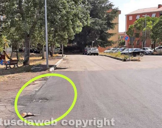 Viterbo - Asfalto nei tombini nel quartiere Santa Lucia