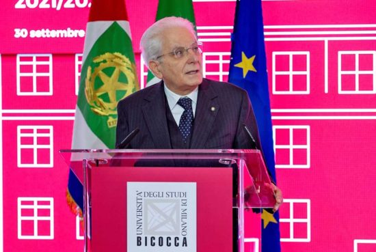 Il presidente Mattarella alla cerimonia di inaugurazione dell'anno accademico dell'università Bicocca di Milano