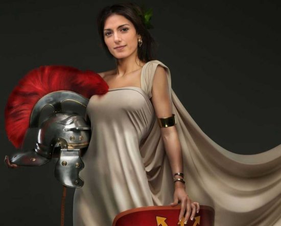 Il fotomontaggio di Virginia Raggi , postato da Beppe Grillo sui social