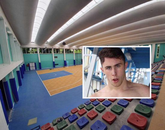 Il palazzetto dello sport di Bassano Romano - Nel riquadro Alberto Catena