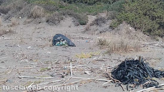 Rifiuti sulla spiaggia di Pescia Romana
