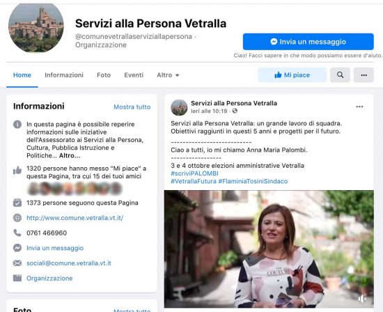 Vetralla - La pagina facebook dell'assessorato con lo spot elettorale