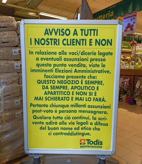 Montefiascone - Il cartello del Todis