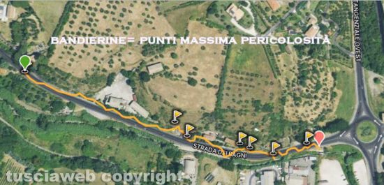 Strada Bagni - Punti di massima pericolosità