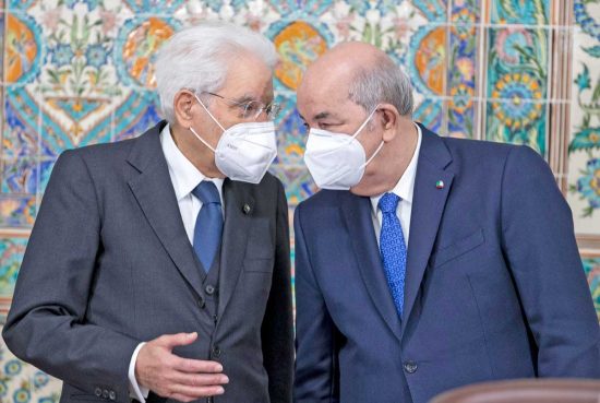 Sergio Mattarella e il presidente dell'Algeria, Abdelmadjid Tebboune