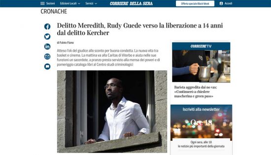 Rudy Guede, il Corriere della Sera