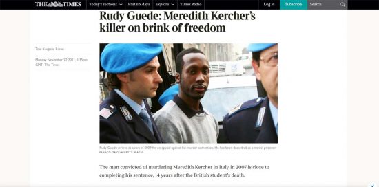 Rudy Guede - Il Times di Londra