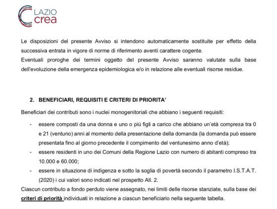 Avviso per mamme single - I requisiti