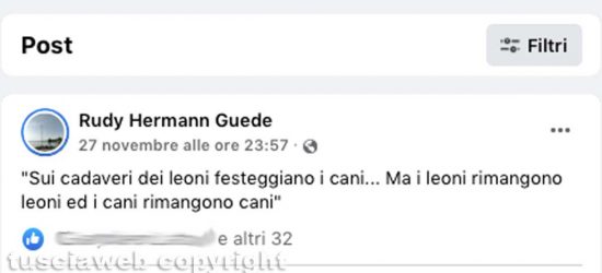 Il post di Rudy Guede su Facebook