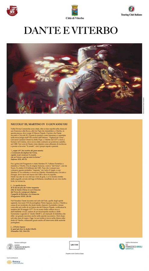 Uno dei pannelli realizzati per l'iniziativa Dante a Viterbo