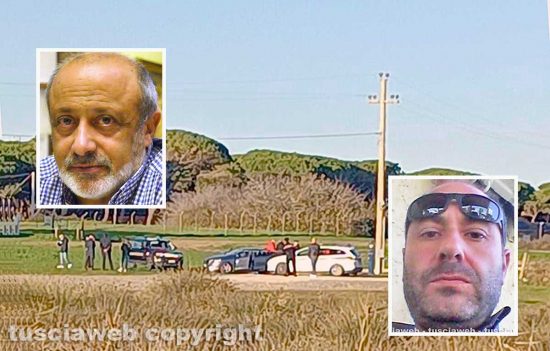 Omicidio delle Saline - Tarquinia - Il luogo del delitto - Nei riquadri: Claudio Cesaris e Dario Angeletti