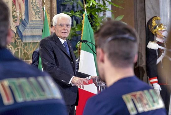 Roma - Mattarella alla cerimonia di consegna della bandiera agli atleti italiani dei giochi olimpici e paralimpici invernali 2021