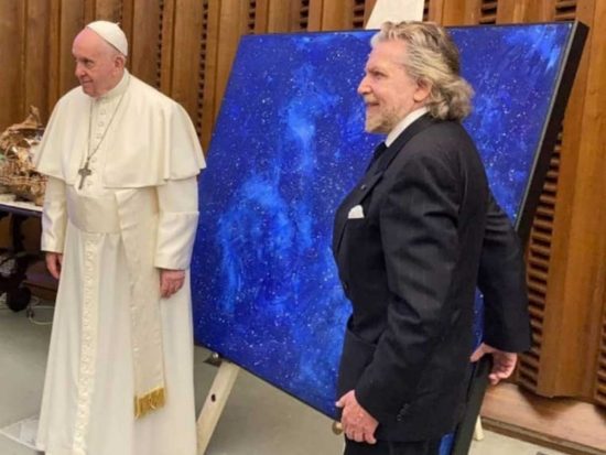 Il pittore Ottavio Fabbri con Papa Francesco