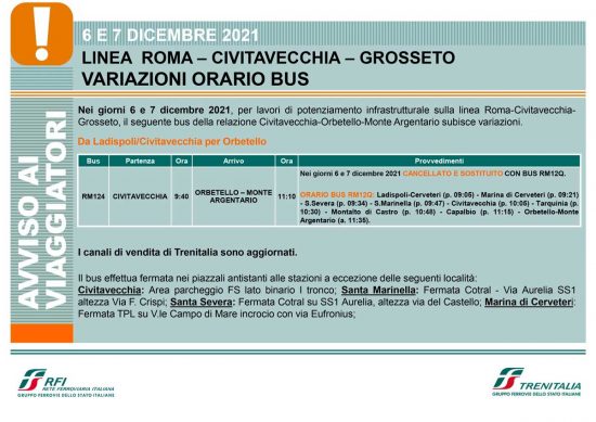 Ferrovia Roma - Civitavecchia - Orario Bus