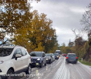 Grandine mista a neve sulla Cimina